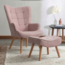 Afton Rubberwood Armchair with Ottoman